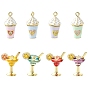 8шт. 8 стили подвесок из эмалированного сплава в виде коктейля/мороженого, золотые