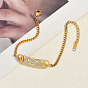 Stainless Steel Micro Pave Clear Cubic Zirconia Geometric Circle Infinity Link Bracelets for Women