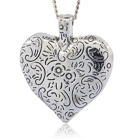CCB Plastic Pendants, Heart with Flower Patterns, 40x35x9mm, Hole: 3mm