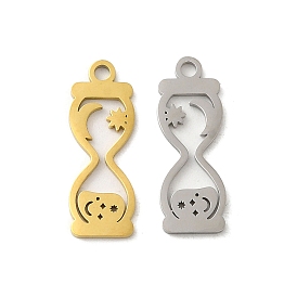 304 Stainless Steel Pendants, Laser Cut, Hourglass Charm