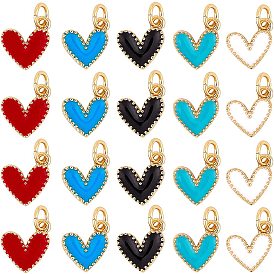 Enamel Charms, with Brass Loop, Heart, Golden