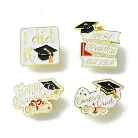 Alloy Brooches, Graduation Cap with Word Enamel Pins, for Backpack Clothes