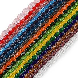 Transparent Glass Beads Strands, Faceted, Teardrop