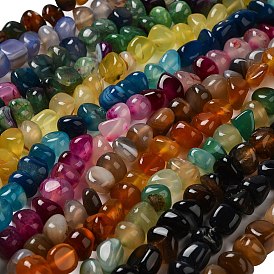 Natural Agate Beads Strands, Dyed & Heated, Nuggets, Tumbled Stone