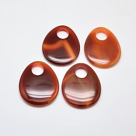 Dyed Natural Agate Teardrop Big Pendants, 50x40x6.5mm, Hole: 12x13mm