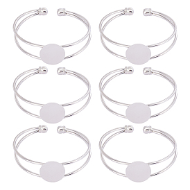 6шт. латунные браслеты-манжеты с двойной проволокой, пустое основание браслета