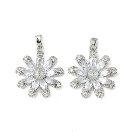 Латунные микро проложить кубического циркония подвески, без кадмия, без никеля и без свинца, цветок