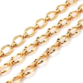 Brass Link Chains, Long-Lasting Plated, Unwelded, Rectangle & Dapped Oval, with Spool, Cadmium Free & Nickel Free & Lead Free