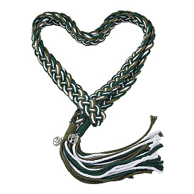 Цепочки-лассо из хлопкового шнура, с плоской круглой сплава с подвесками дерева, античное серебро