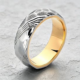 304 Stainless Steel Finger Rings, Stripe, Wide Band Rings