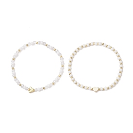 Стеклянные бусины растянуть браслеты, с золотыми латунными бисера