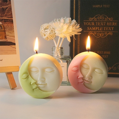DIY Human Face Shape Sun Moon Eclipse Candle Silicone Molds, for 3D Scented Candle Making