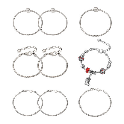 9шт 3 стиль латунь европейский стиль браслеты изготовление, с латунной застежкой омар коготь, европейская застежка, удлинитель железных цепей