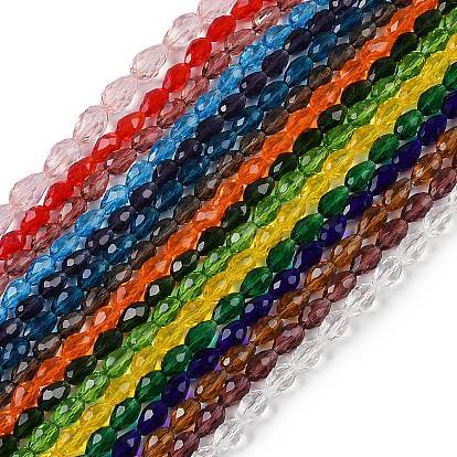 Прозрачные стеклянные бусины, граненые, слеза