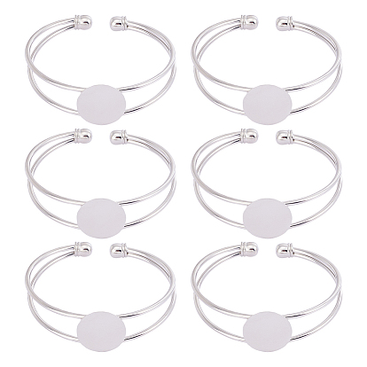 6шт. латунные браслеты-манжеты с двойной проволокой, пустое основание браслета