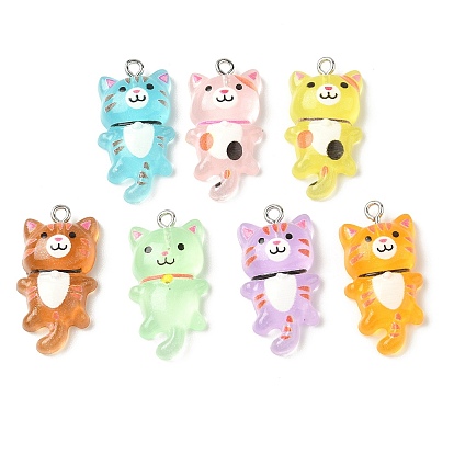 Прозрачные смоляные подвески, кошачье очарование, с железной платиной петлей