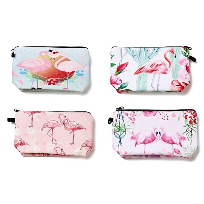 Flamingo Pattern Polyester  Makeup Storage Bag, Multi-functional Travel Toilet Bag, Clutch Bag with Zipper for Women