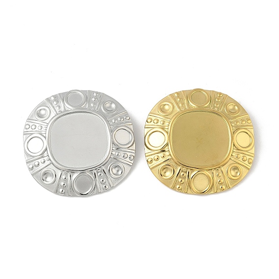 304 Настройки кабошон из нержавеющей стали кулон, ионное покрытие (ip), плоско-круглые