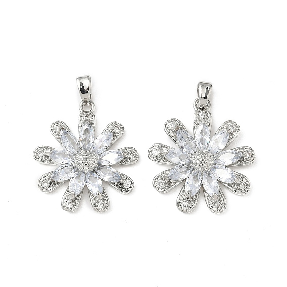 Латунные микро проложить кубического циркония подвески, без кадмия, без никеля и без свинца, цветок