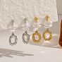 304 Серьги-подвески из нержавеющей стали и пластика с жемчужными вставками, самородки кольца