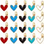 Enamel Charms, with Brass Loop, Heart, Golden
