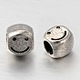 Tibetische Stil Legierung Großlochperlen, großes Loch Lächeln Perlen, 8x8x7 mm, Bohrung: 4.5 mm