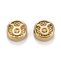 Ion Plating(IP) 304 Stainless Steel Beads, Flat Round with Constellations Pattern