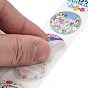 8 Patterns Easter Theme Self Adhesive Paper Sticker Rolls, with Rabbit Pattern, Round Sticker Labels, Gift Tag Stickers, Mixed Color, Rabbit/Egg/Word Happy Easter/Easter Theme Pattern