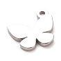 304 Stainless Steel Charms, Manual Polishing, with Crystal Rhinestone, Butterfly
