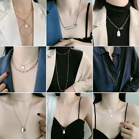 Minimalist Multi-layered Necklace with Cross and Pearl for Chic and Cool Look