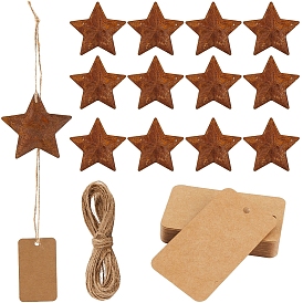 Звездная ржавчина железо большие подвески, с джутовым шнуром