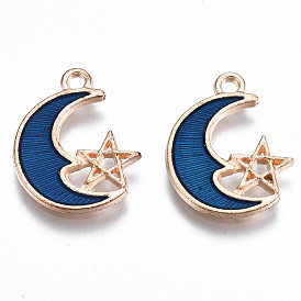 Pendentifs en émail , sans cadmium et sans plomb, lune avec étoile