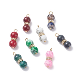 Glass Beaded Pendants Set, with Iron Findings, Gourd-shaped