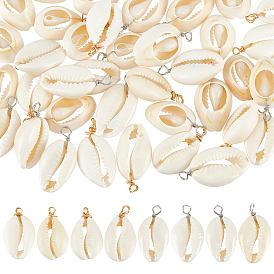 48шт 2 цвета подвески из натуральной ракушки каури, с экологически чистой медной проволокой