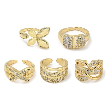 Кольца-манжеты для пальцев из латуни с микропаве из кубического циркония для женщин, без кадмия и без свинца, долговечный