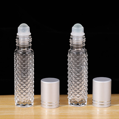 Glass Empty Roller Ball Bottle with Aluminum Lid, Column