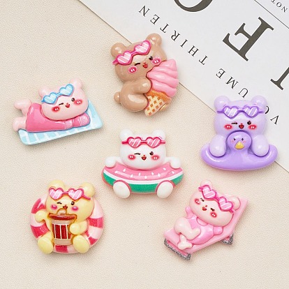 Opaque Resin Cabochons, Cartoon Bear