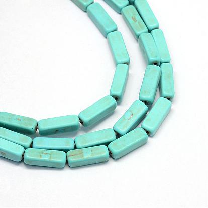 Synthetic Turquoise Bead Strands, Dyed, Cuboid