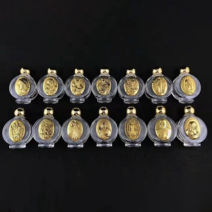 Glass Holy Water Bottle with Zinc Alloy Cap, Religion Portable Refillable Container