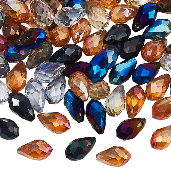 60 шт. Гальванические стеклянные бусины, слеза, граненые
