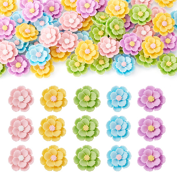 50шт. 5 цвета 3d непрозрачные смоляные кабошоны, цветок