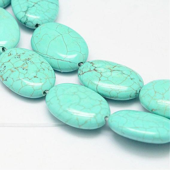 Natural Magnesite Bead Strands, Oval, Dyed & Heated