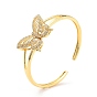 Bling бабочка кубический цирконий браслет-манжета, настоящий 18k позолоченный латунный полый открытый браслет, без кадмия и без свинца