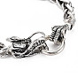 Alloy Wheat Chain Bracelet with Hand Skull & Dragon Clasps for Men Women