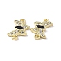 Alloy Enamel Connector Charms, Butterfly Links, with Crystal Rhinestone, Light Gold, Cadmium Free & Lead Free