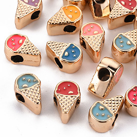 УФ-покрытие акриловым Европейский бисером, с эмалью, бусины с большим отверстием, разноцветные, мороженое