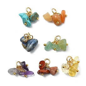 14 piezas 7 colores amatista natural y aventurina roja y aventurina verde y jaspe rojo y lapislázuli y turquesa sintética y dijes de lampwork, amuletos de chips