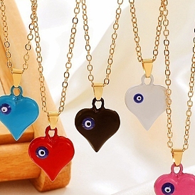 Coeur en alliage avec collier pendentif mauvais œil pour femme