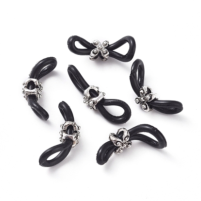 Porteurs de lunettes, lunettes extrémités de boucle en caoutchouc, avec des billes d'alliage de zinc, fleur, noir
