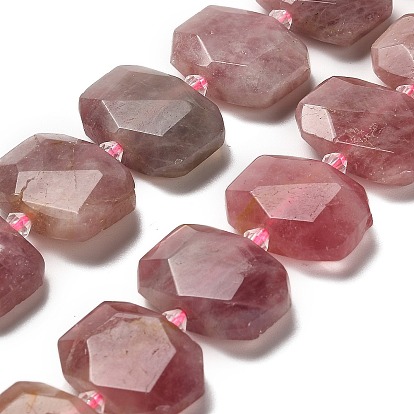 Природного розового кварца нитей бисера, со стеклянными бусинами, граненые, прямоугольные